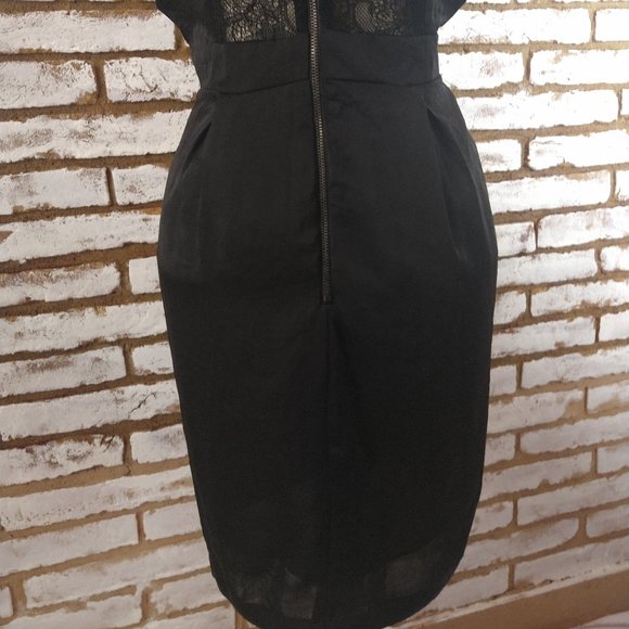 BCBG Generation Black Dress Lace Back Sz 10 - Picture 11 of 15